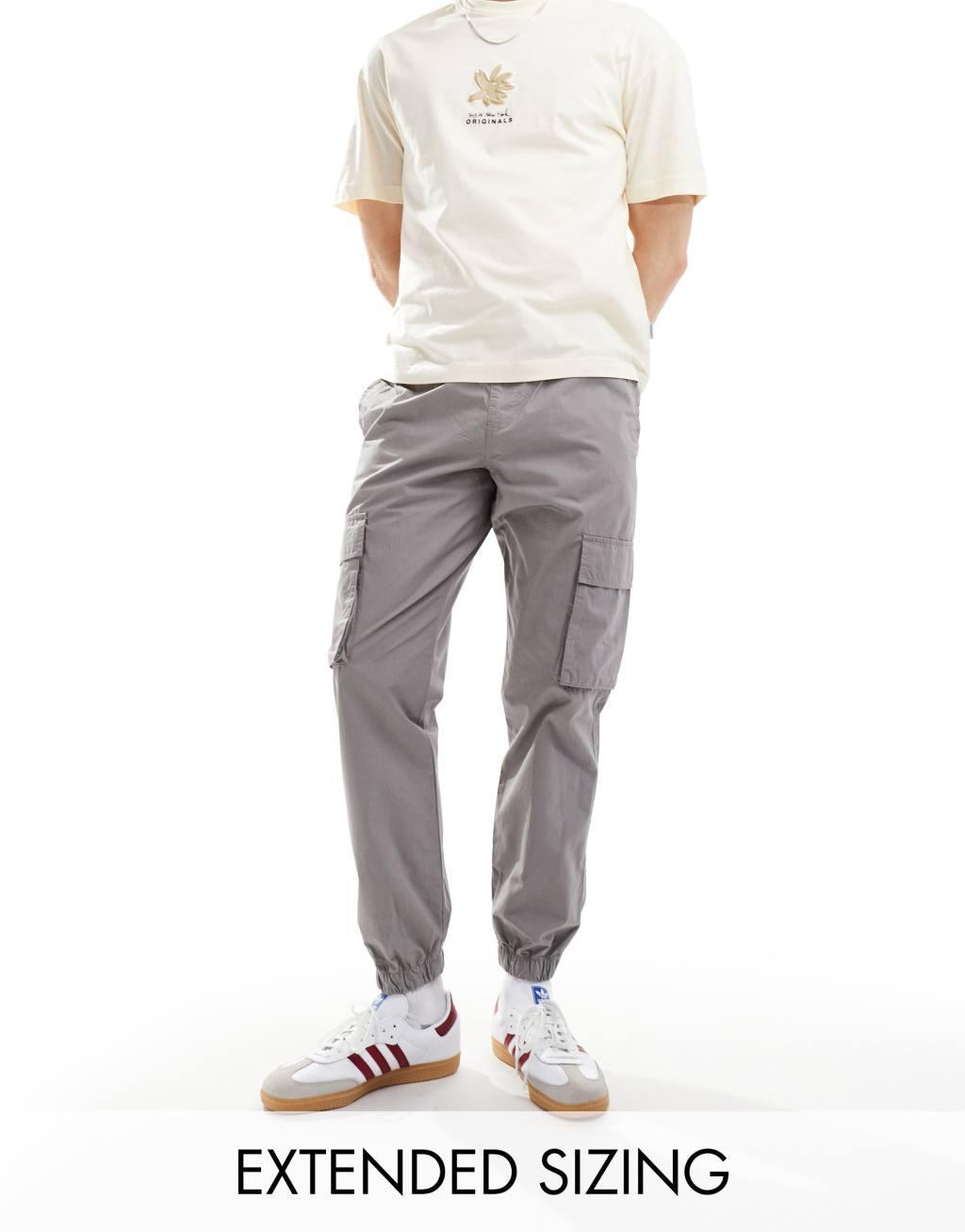 ASOS DESIGN tapered pull on pants in gray Product Image