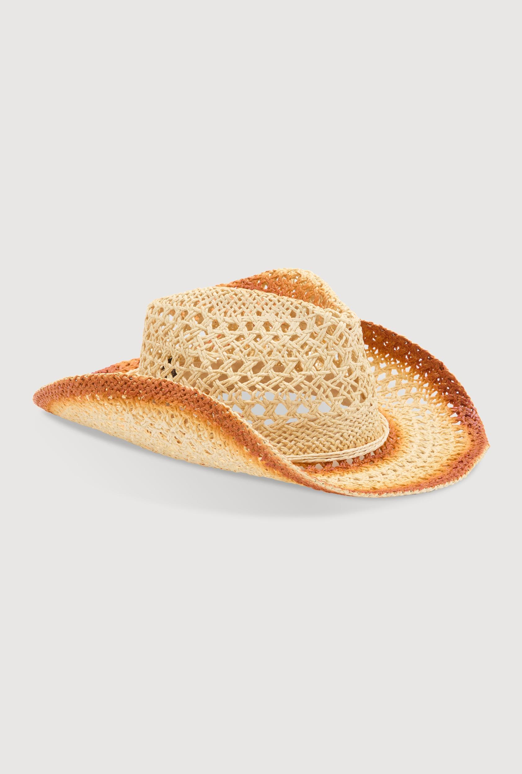 Contrast Trim Straw Cowboy Hat Female Product Image