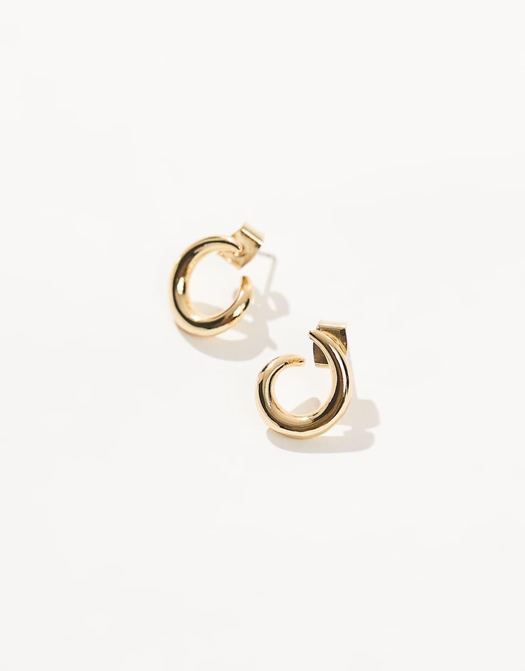 ASOS DESIGN 14k gold plated stud earrings with swirl back and front detail Product Image