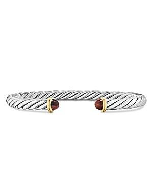 David Yurman Mens Cable Cuff Bracelet in Sterling Silver with 14K Yellow Gold and Red Tigers Eye, 6mm Product Image