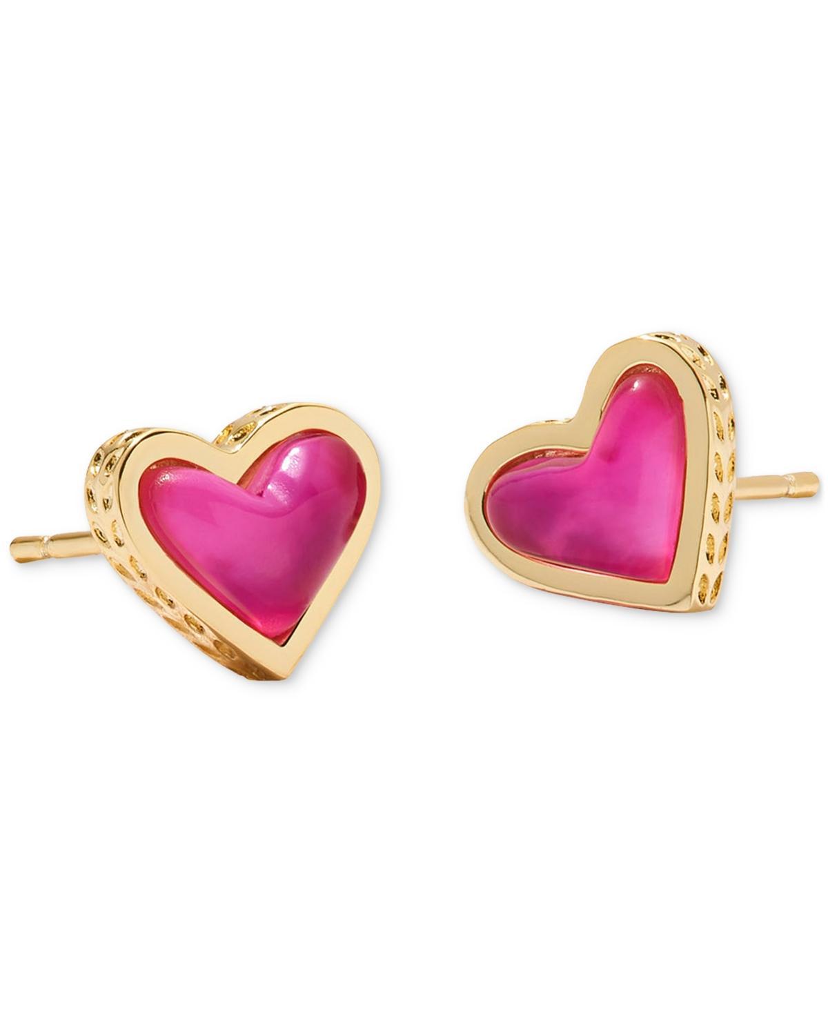 Kendra Scott Framed Ari Heart Gold Drusy Stud Earrings Product Image