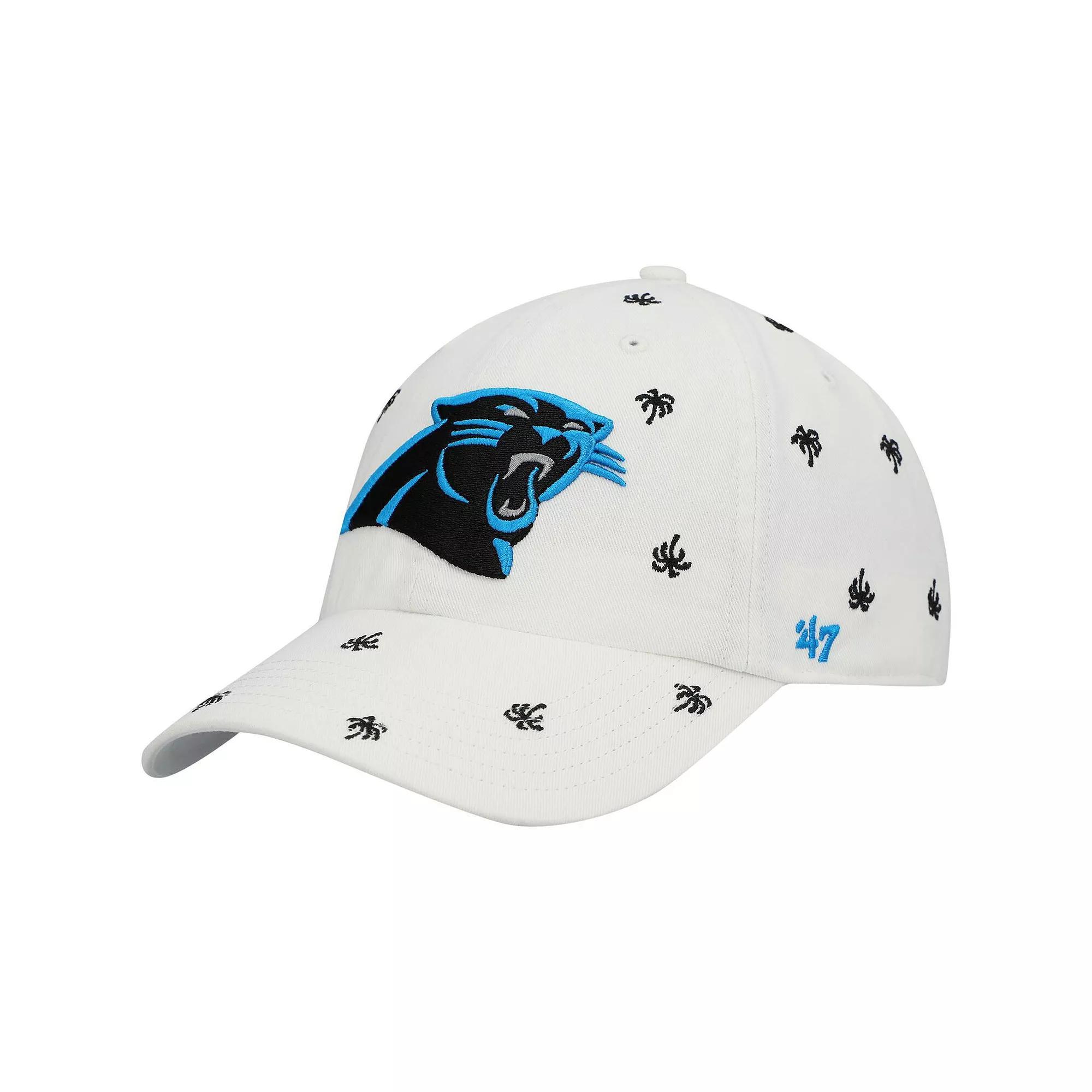 Women's '47 White Carolina Panthers Team Confetti Clean Up Adjustable Hat Product Image