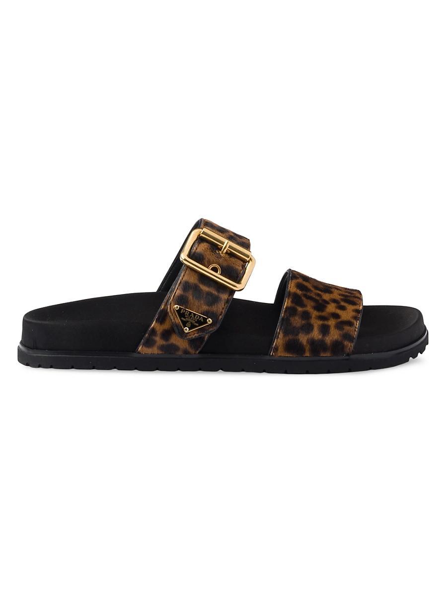 Womens Printed Leather Slides Product Image