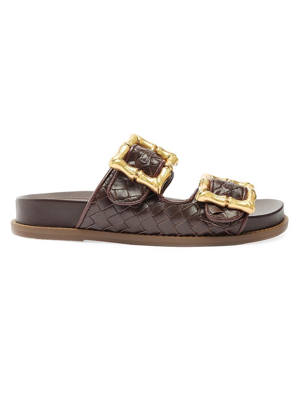 Schutz Enola Woven Leather Buckle Slide Womens at Urban Outfitters Product Image