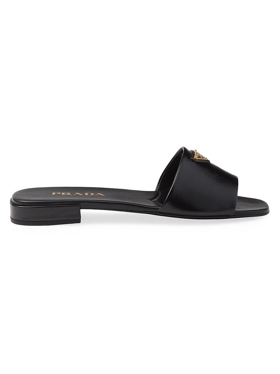 Prada Womens Saffiano Patent Leather Slides Product Image