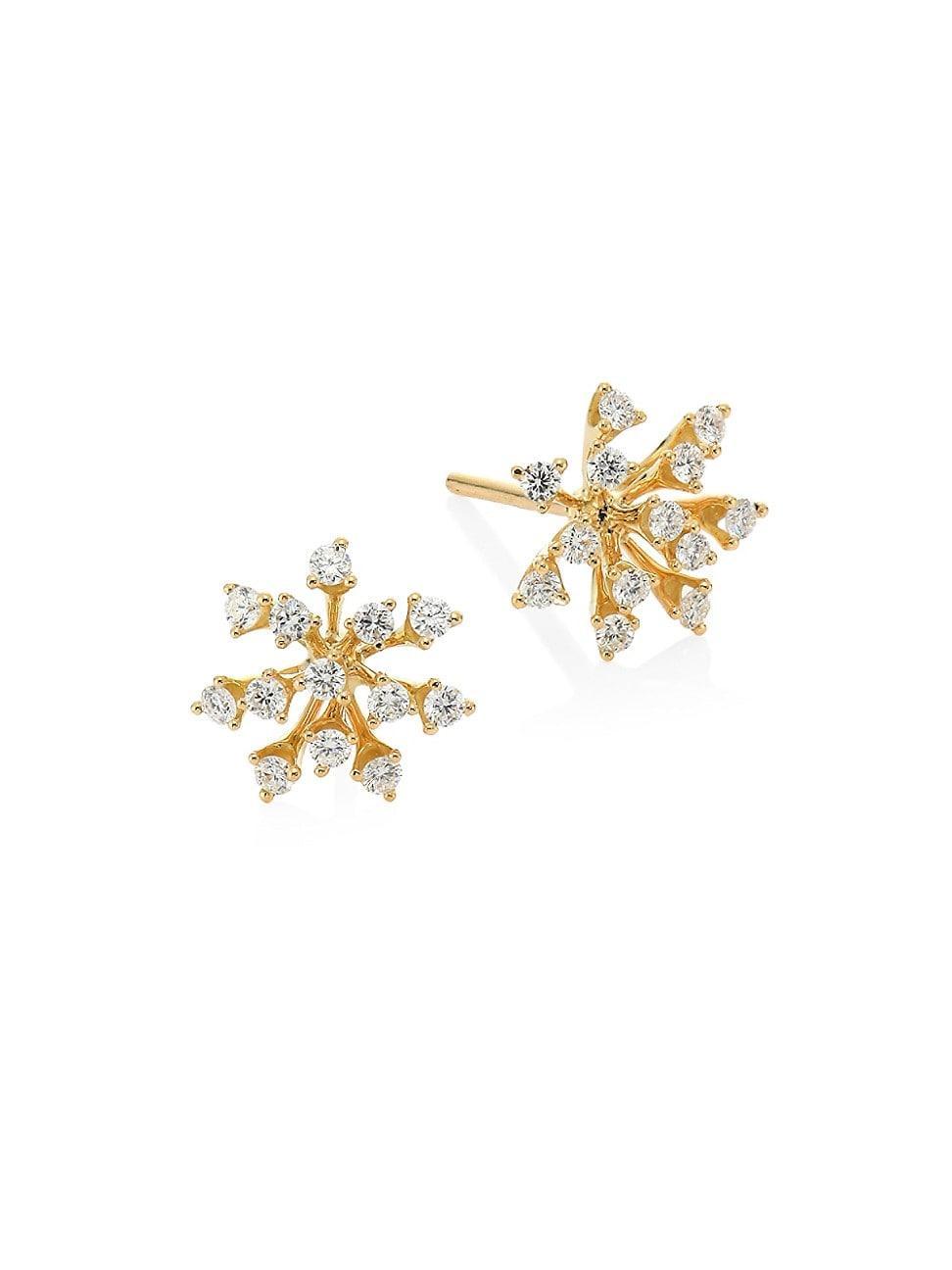 Womens Modern Diamond & 18K Yellow Gold Stud Earrings Product Image