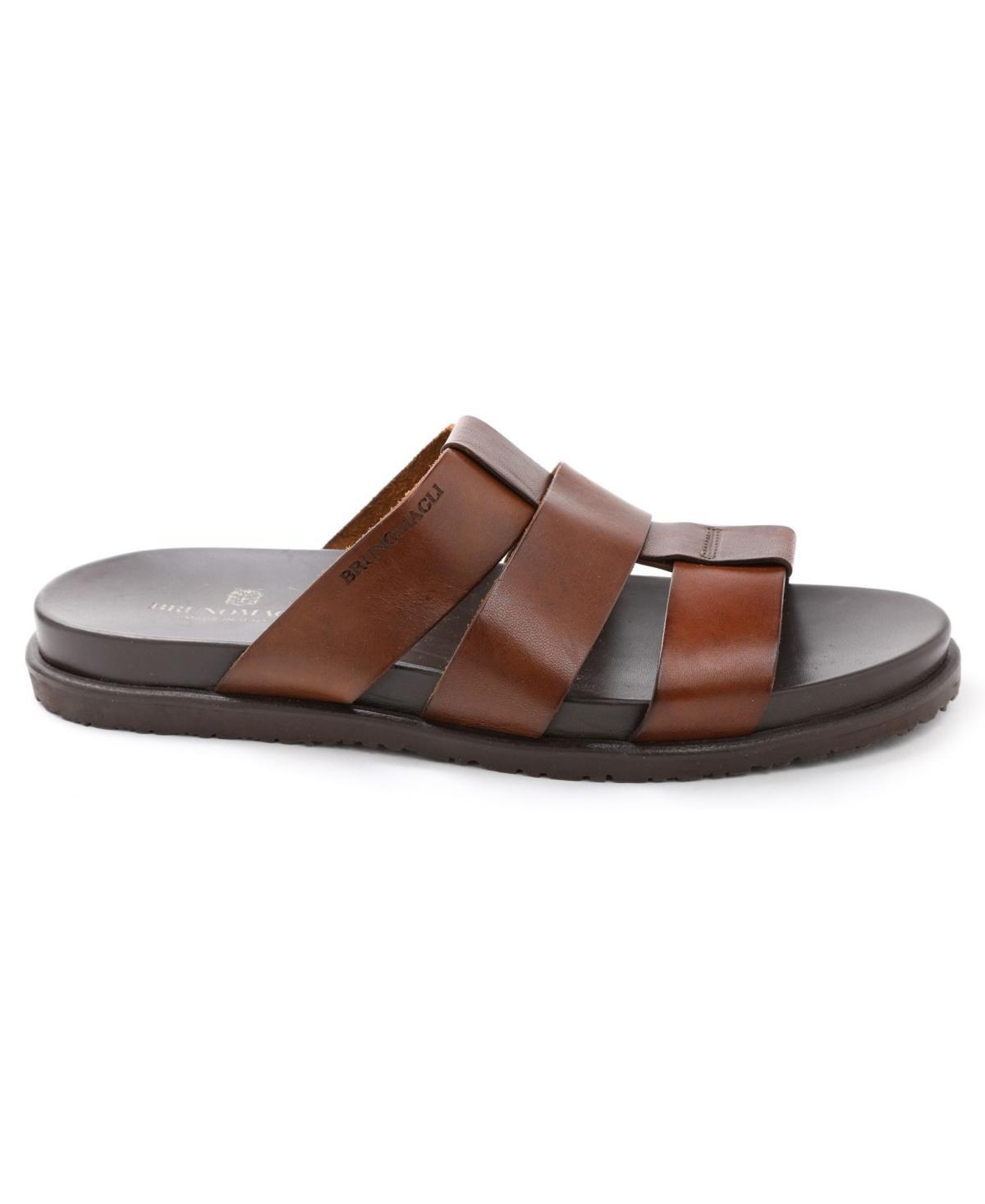 Men's Empoli Three-Strap Leather Slide Sandals Product Image