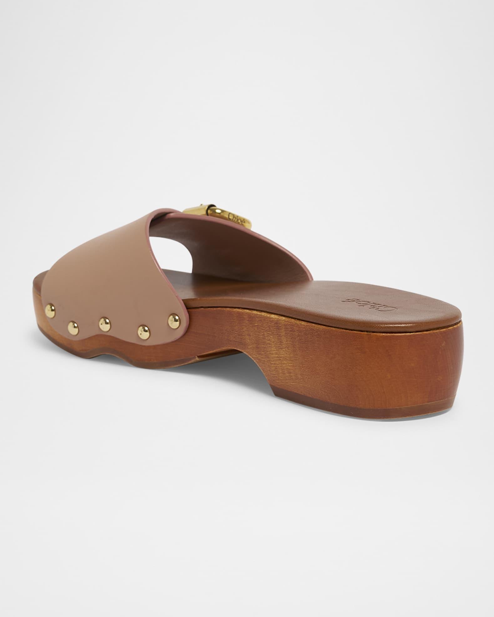 Jeannette Leather Buckle Clog Sandals Product Image