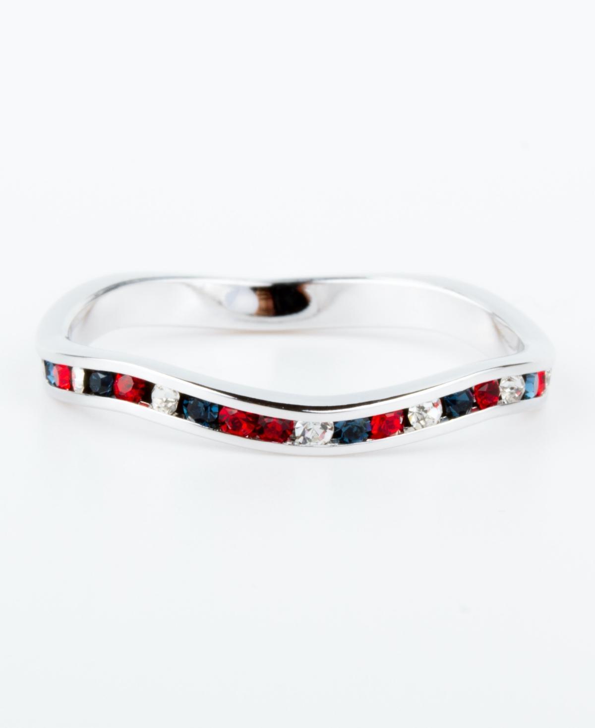 Traditions Multicolor Crystal Wave Ring, Womens Red White Blue Product Image