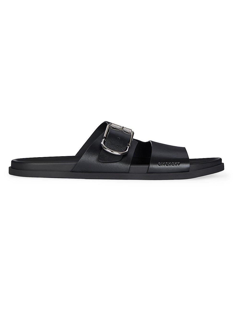 Mens Voyou Flat Sandals in Grained Leather Product Image