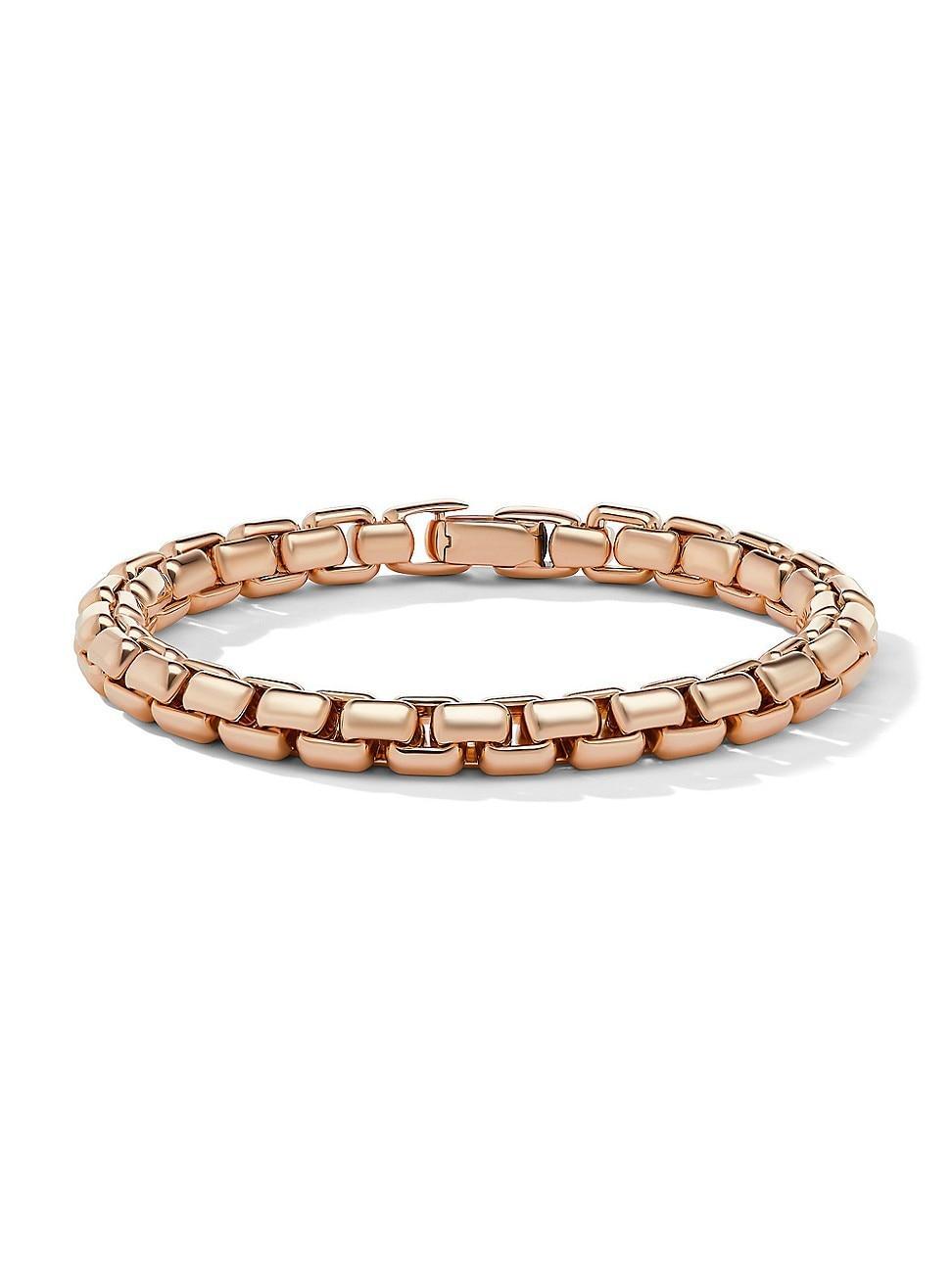 Mens Box Chain Bracelet in 18K Rose Gold, 7.3MM Product Image