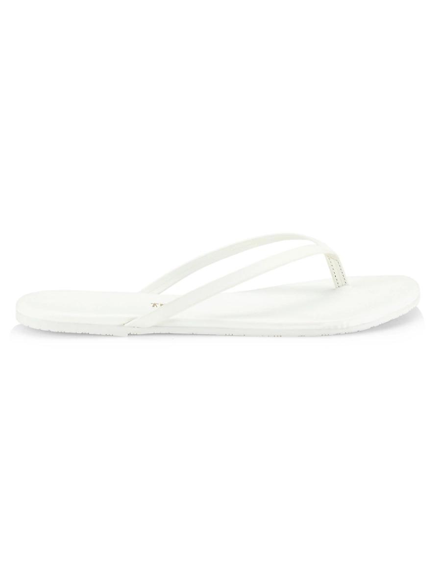 Womens Solids Leather Flip Flops Product Image