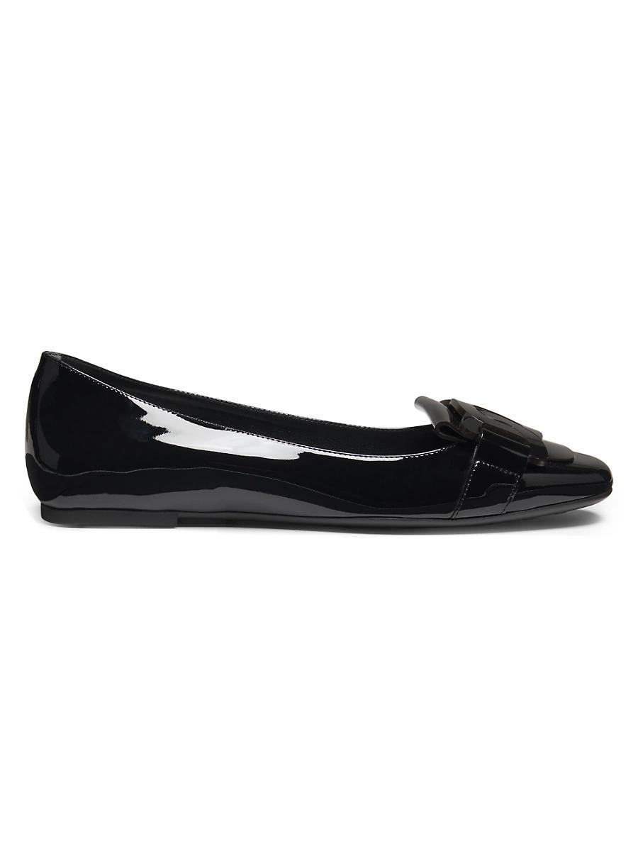 Womens Chain-Patterned Leather Ballerina Flats Product Image