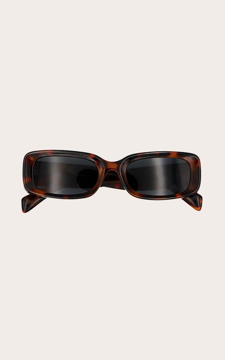 Tortoiseshell Rectangular Slim Frame Sunglasses Product Image