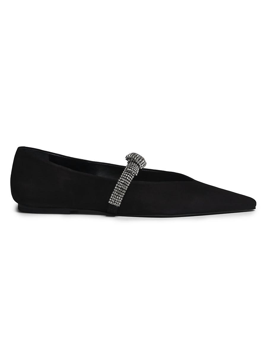 Womens Pearl Leather Pointed Ballet Flats Product Image