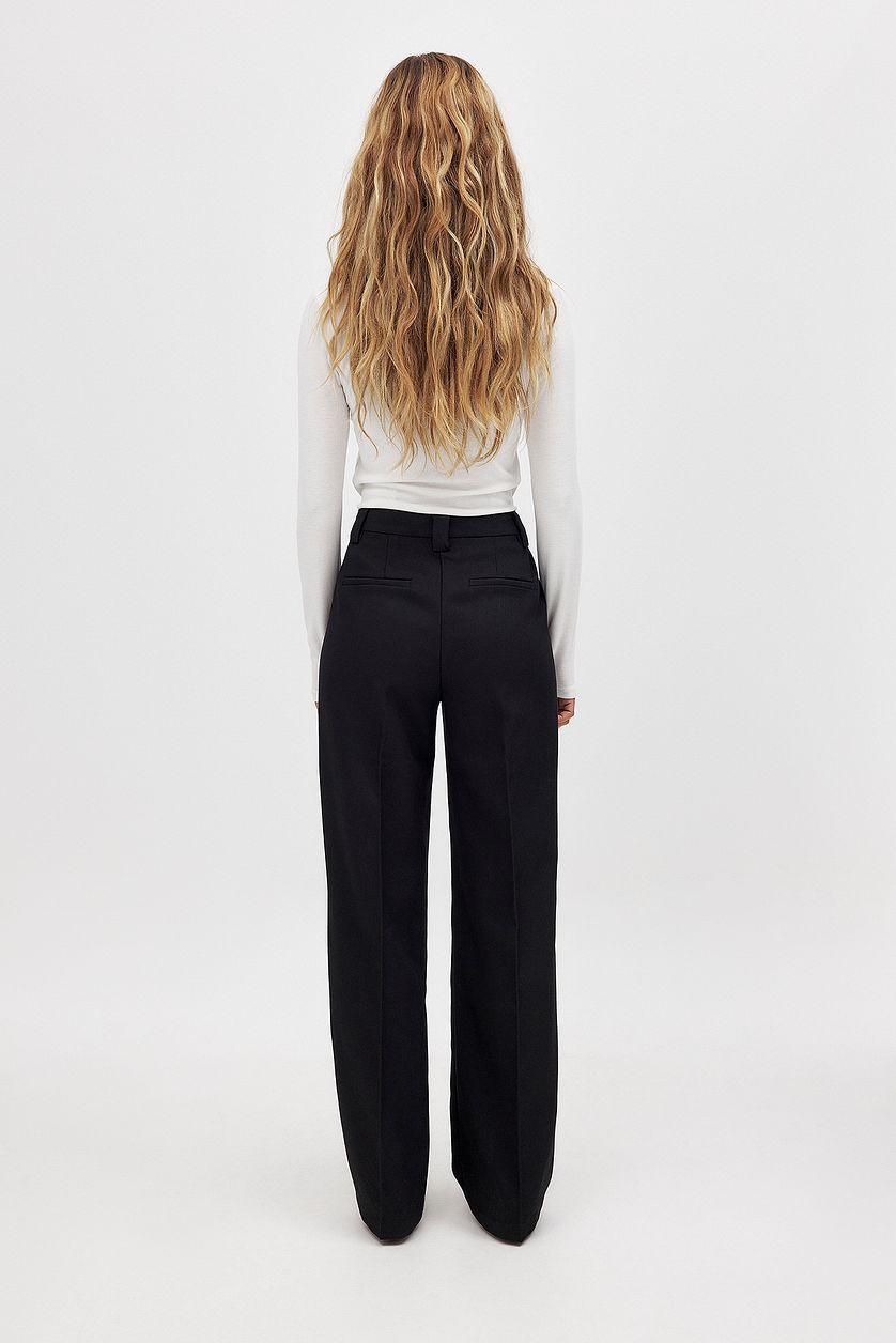 Straight Mid Waist Twill Suit Pants Product Image