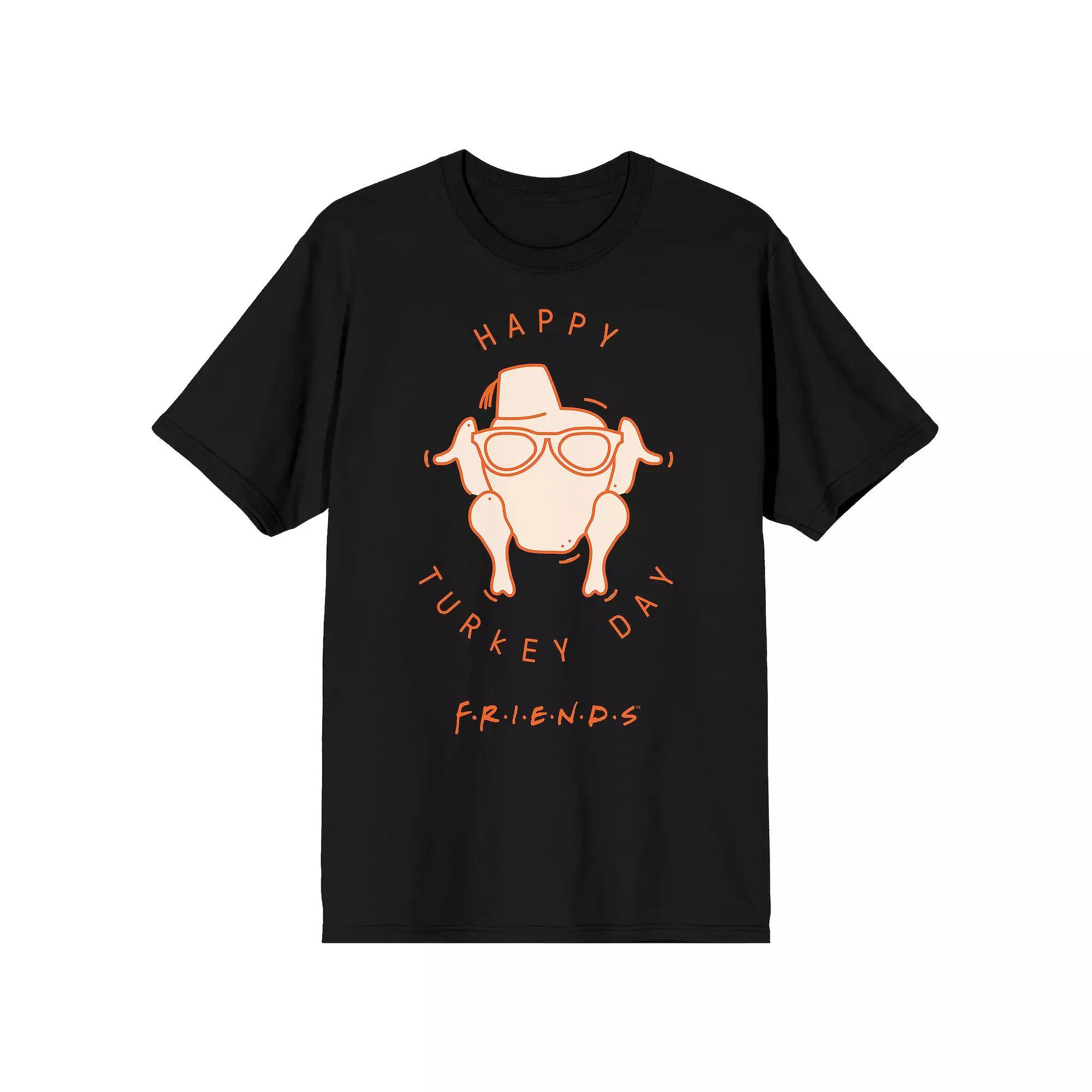 Men's Friends Happy Turkey Day Tee, Size: Large, Black Product Image