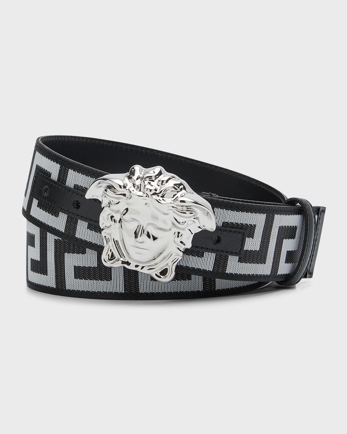 Men's Tonal Medusa/Greek Key Web Belt Product Image