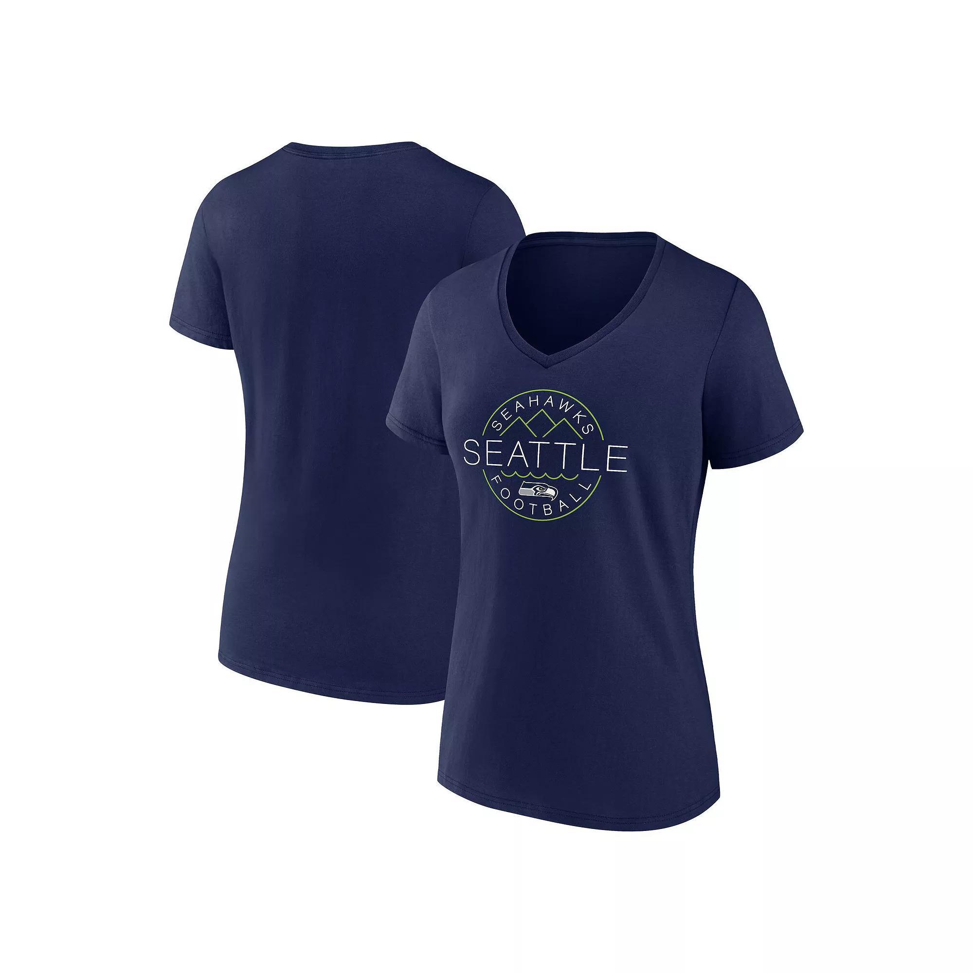 Womens Fanatics College Seattle Seahawks Hometown Defensive Stand V-Neck T-Shirt Blue Product Image