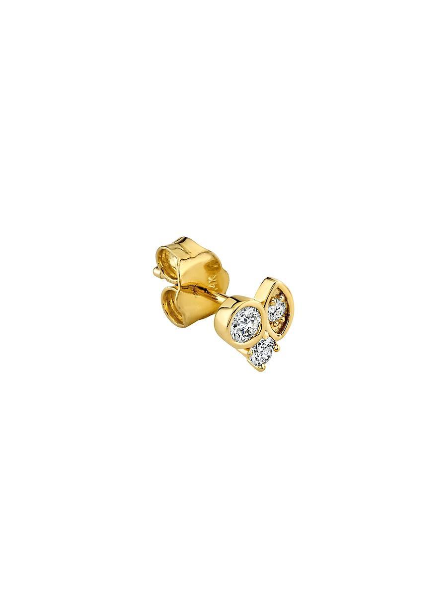 14K Yellow Gold Marquis Diamond Cluster Stud Earring, Single Product Image