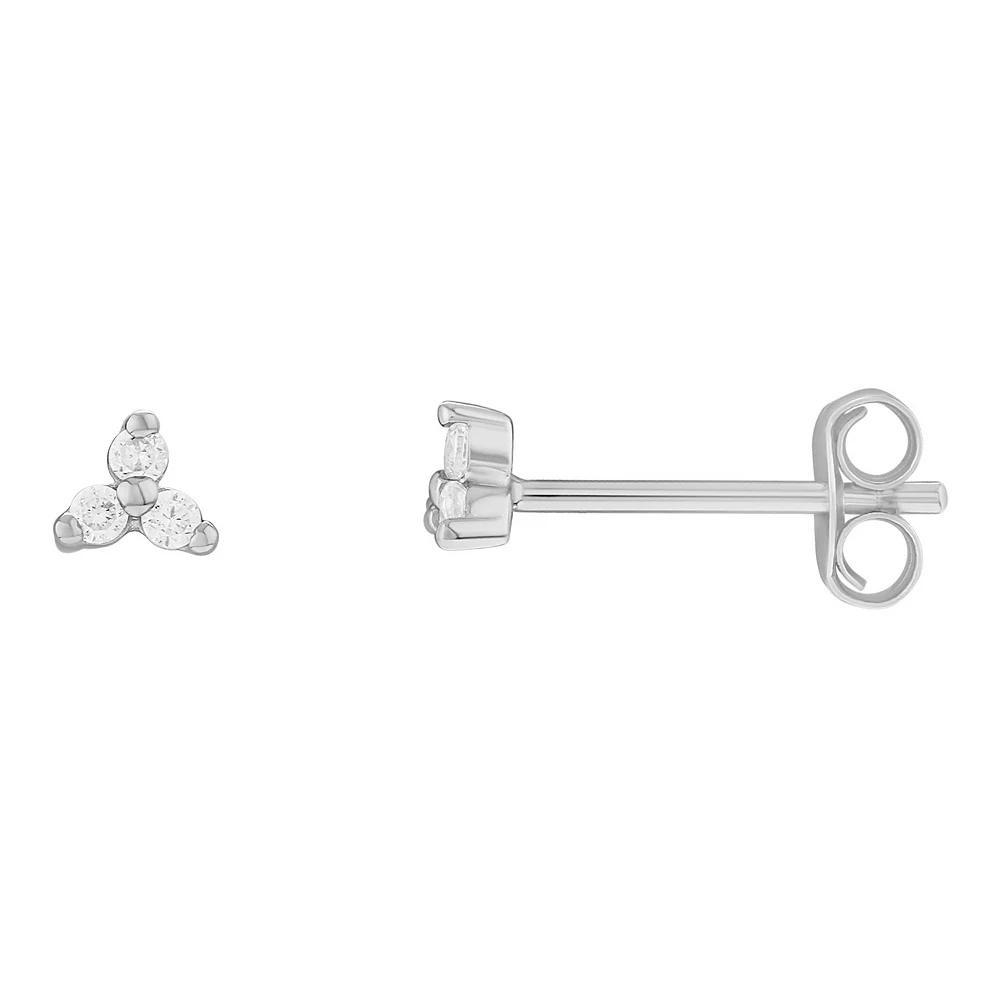 PRIMROSE Sterling Silver Triple Cubic Zirconia Stud Earrings, Women's Product Image