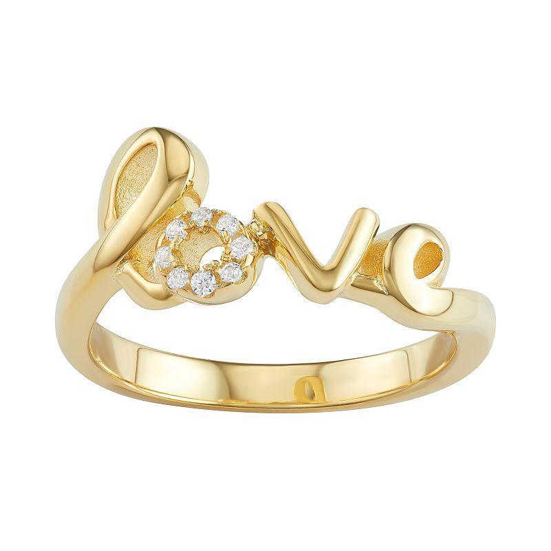 Sterling Silver Love Ring, Womens 18k Gold Plated Product Image