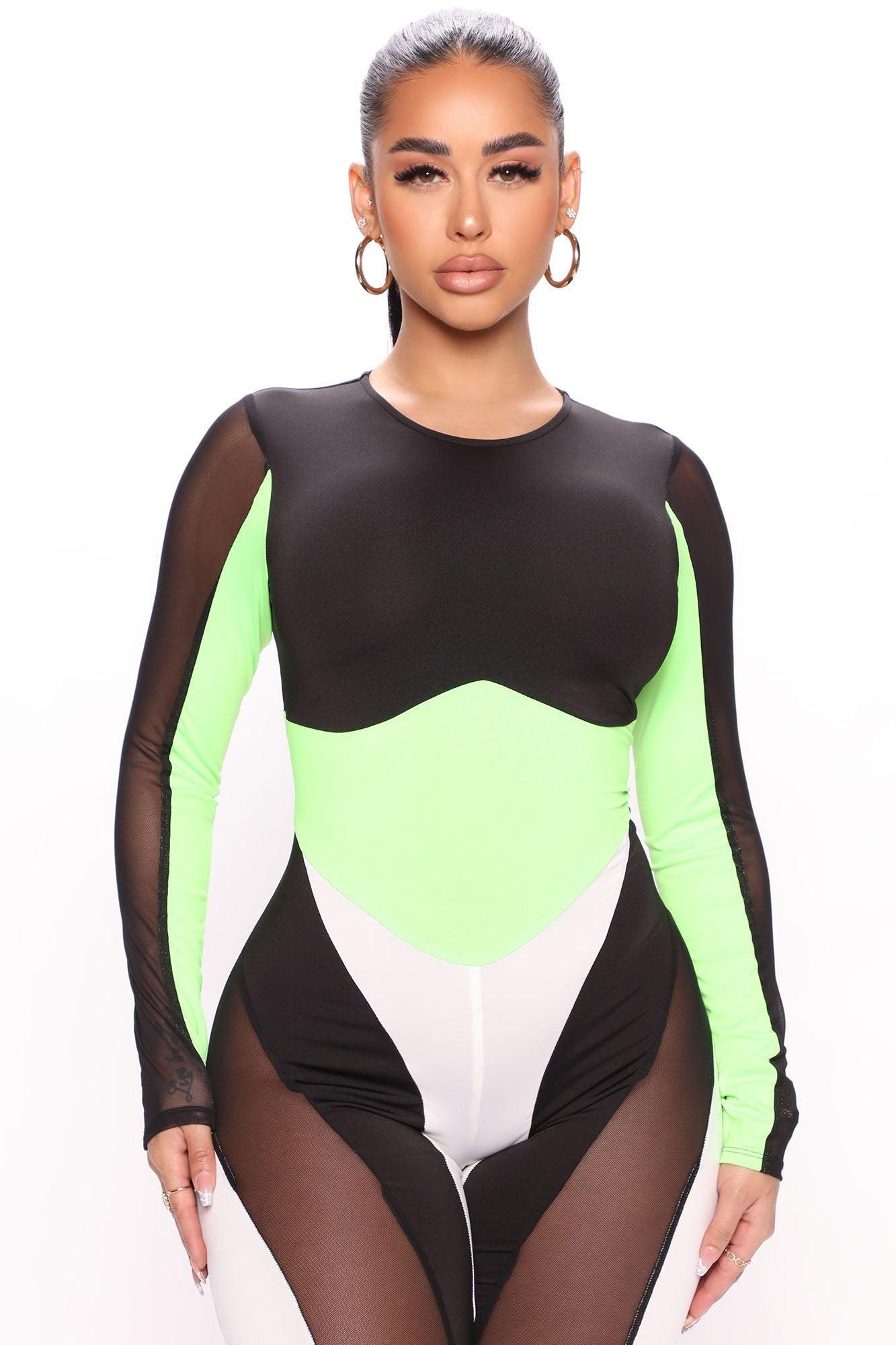 Lets Race Color Block Jumpsuit - Neon Yellow Product Image