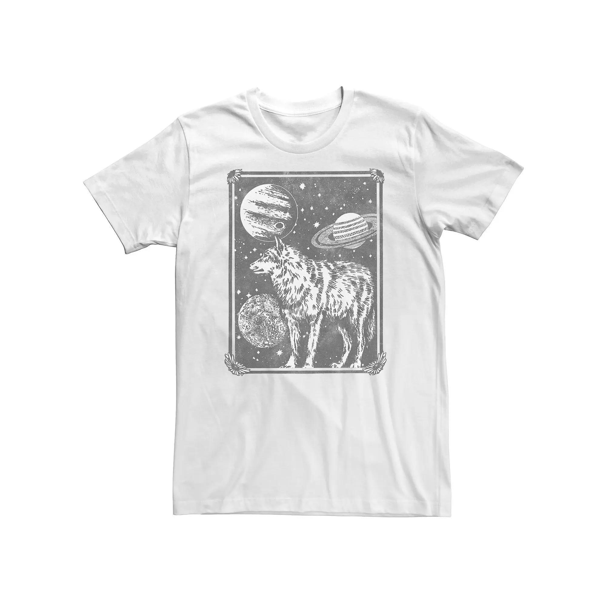 Big & Tall Planet Wolf Flower Box Graphic Tee, Men's, Size: 4XLT, White Product Image