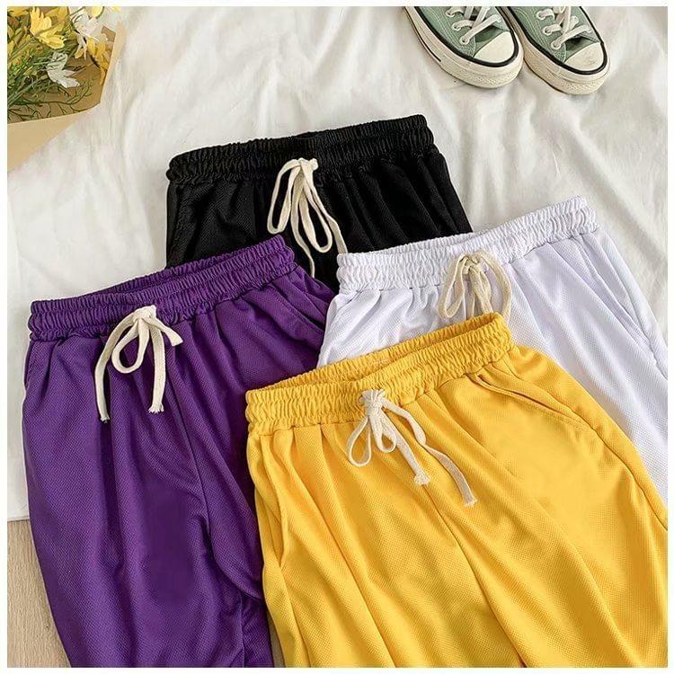 Drawstring Waist Contrast Trim Sweatshorts Product Image