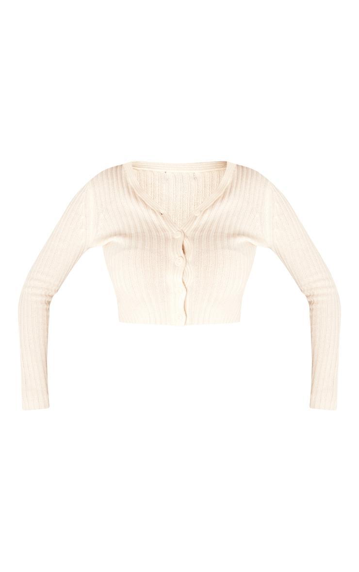 Petite Oatmeal Button Front Knit Cardigan Product Image