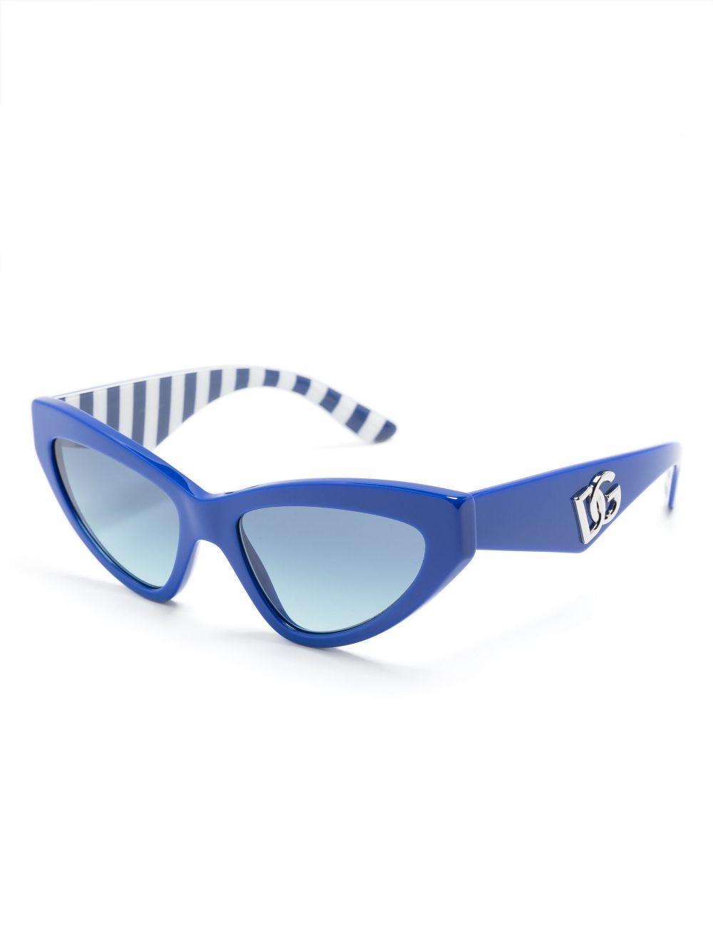 DOLCE & GABBANA Logo-plaque Cat-eye Frame Sunglasses In Blue Product Image