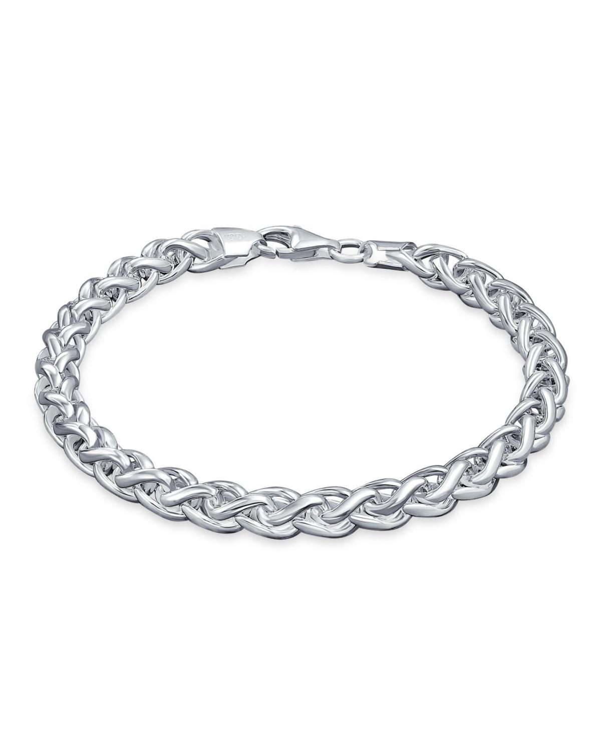 Bling Jewelry Mens Solid Heavy 6MM Braid Rope Wheat Chain Link Bracelet Polished .925 Sterling Silver Made In Italy 8.5 Inch Product Image