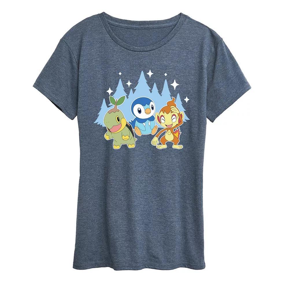 Women's Pokemon Sinnoh Winter Group Graphic Tee, Size: XXL, Grey Blue Product Image