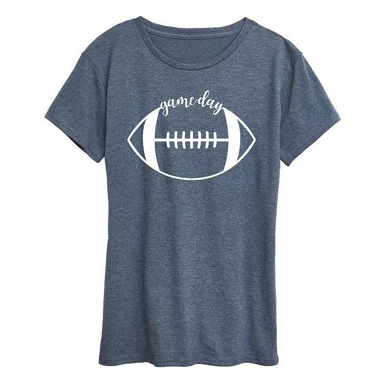 Women's Game Day Football Graphic Tee, Girl's, Size: Medium, Grey Blue Product Image