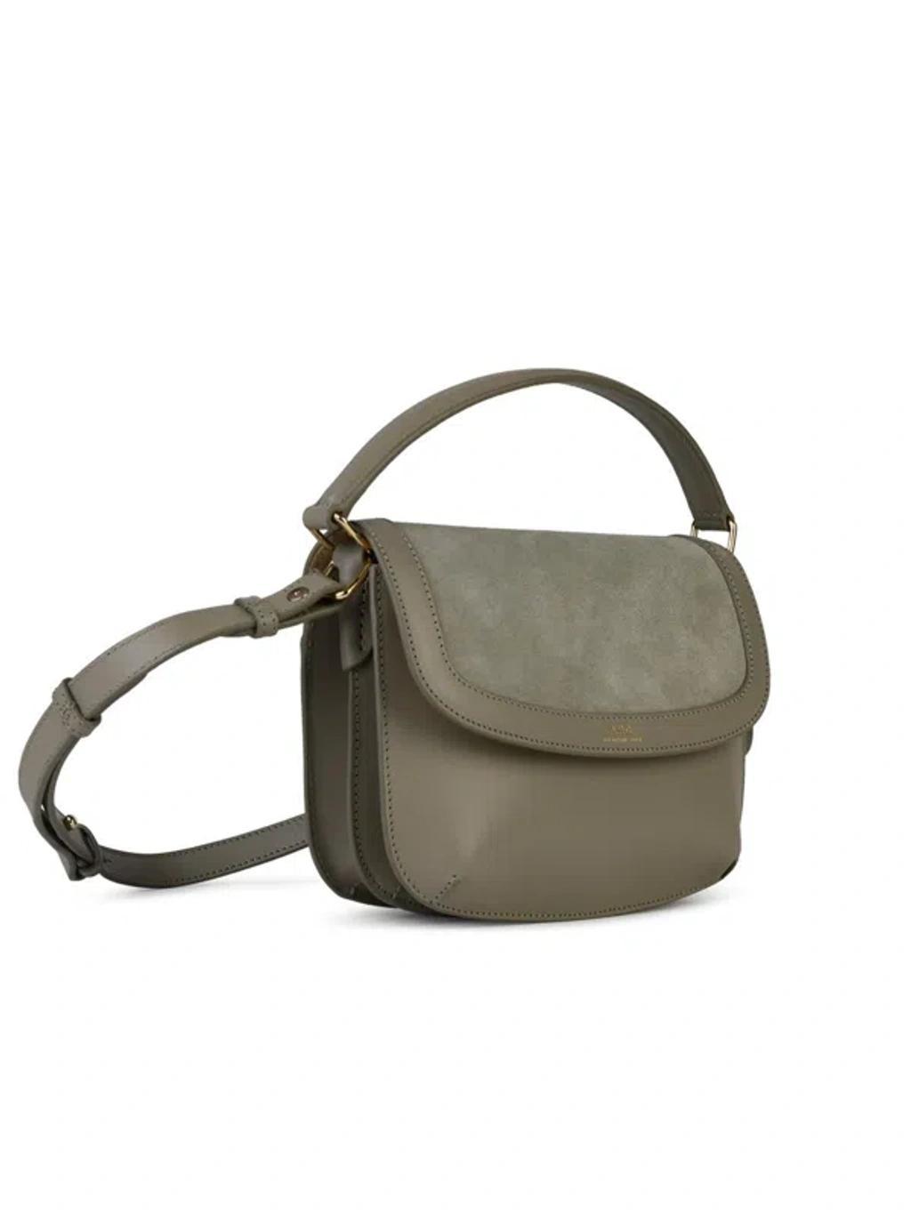 APC Sarah Mini Light Green Leather Bag In Taupe Green Product Image