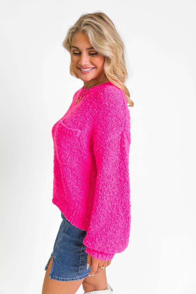 Longer Nights Magenta Fuzzy Pocketed Sweater Product Image