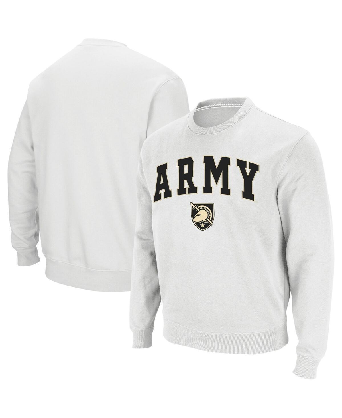 Mens Colosseum White Army Black Knights Arch & Logo Crew Neck Sweatshirt Product Image