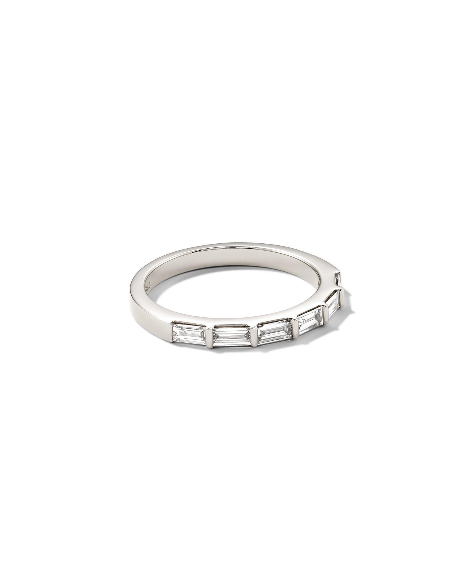 Isabella 14k White Gold Half Eternity Band Ring in White Diamond Product Image