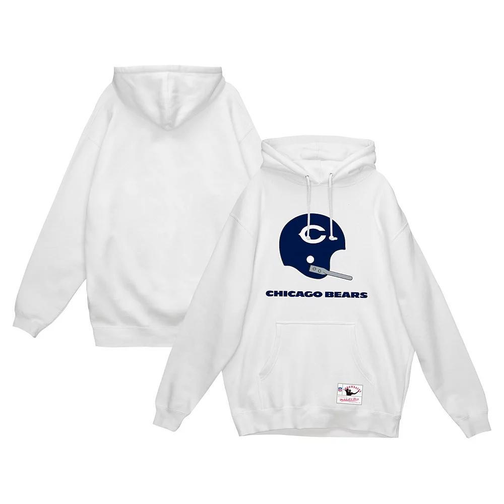 Men's Mitchell & Ness White Chicago Bears Helmet Logo Vintage Pullover Hoodie, Size: Small Product Image