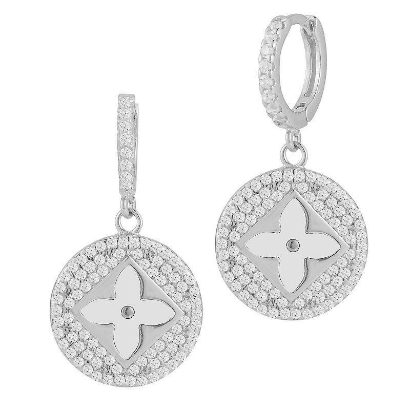 Sunkissed Sterling Gemstone & Cubic Zirconia Clover Earrings, Womens, Silver Tone Black Product Image