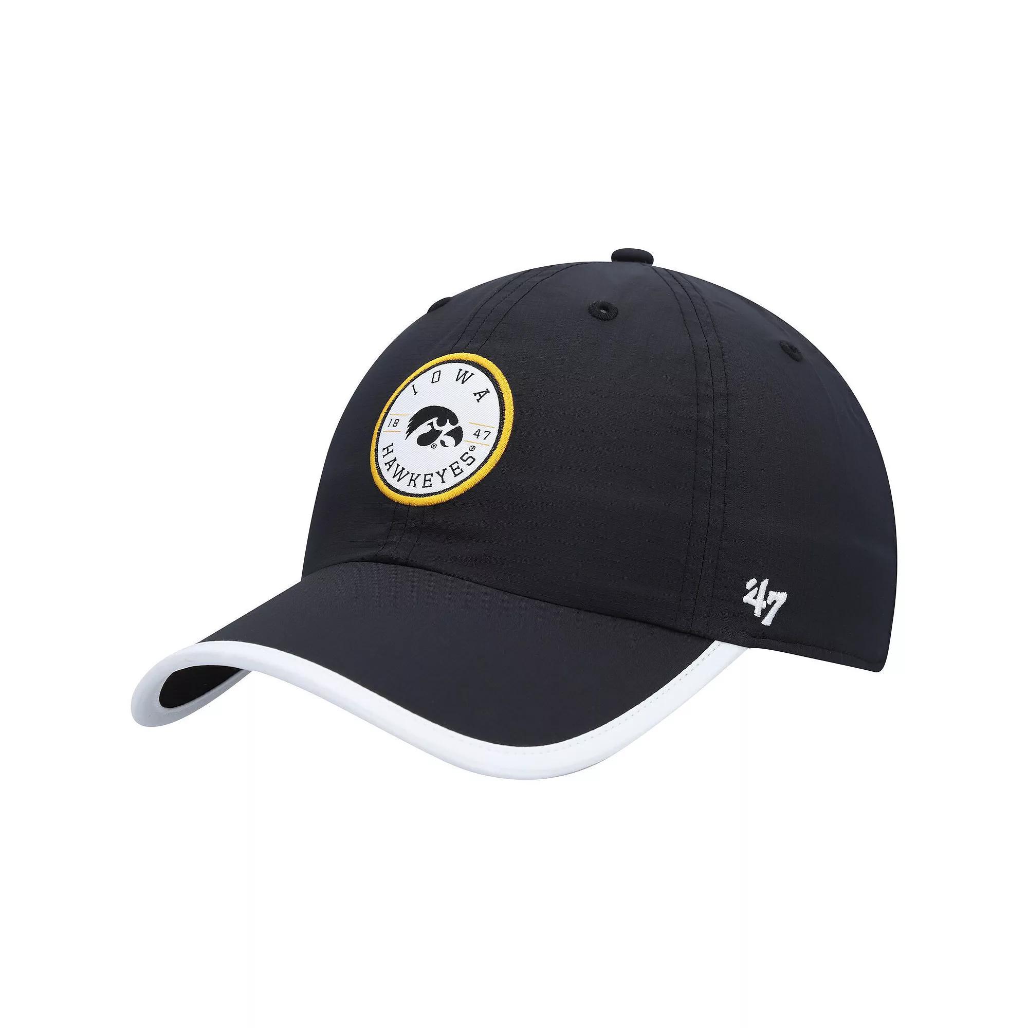 Men's '47  Black Iowa Hawkeyes Microburst Clean Up Adjustable Hat Product Image