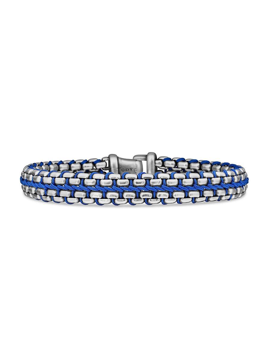 Mens Woven Box Chain Bracelet in Silver, 12mm Product Image