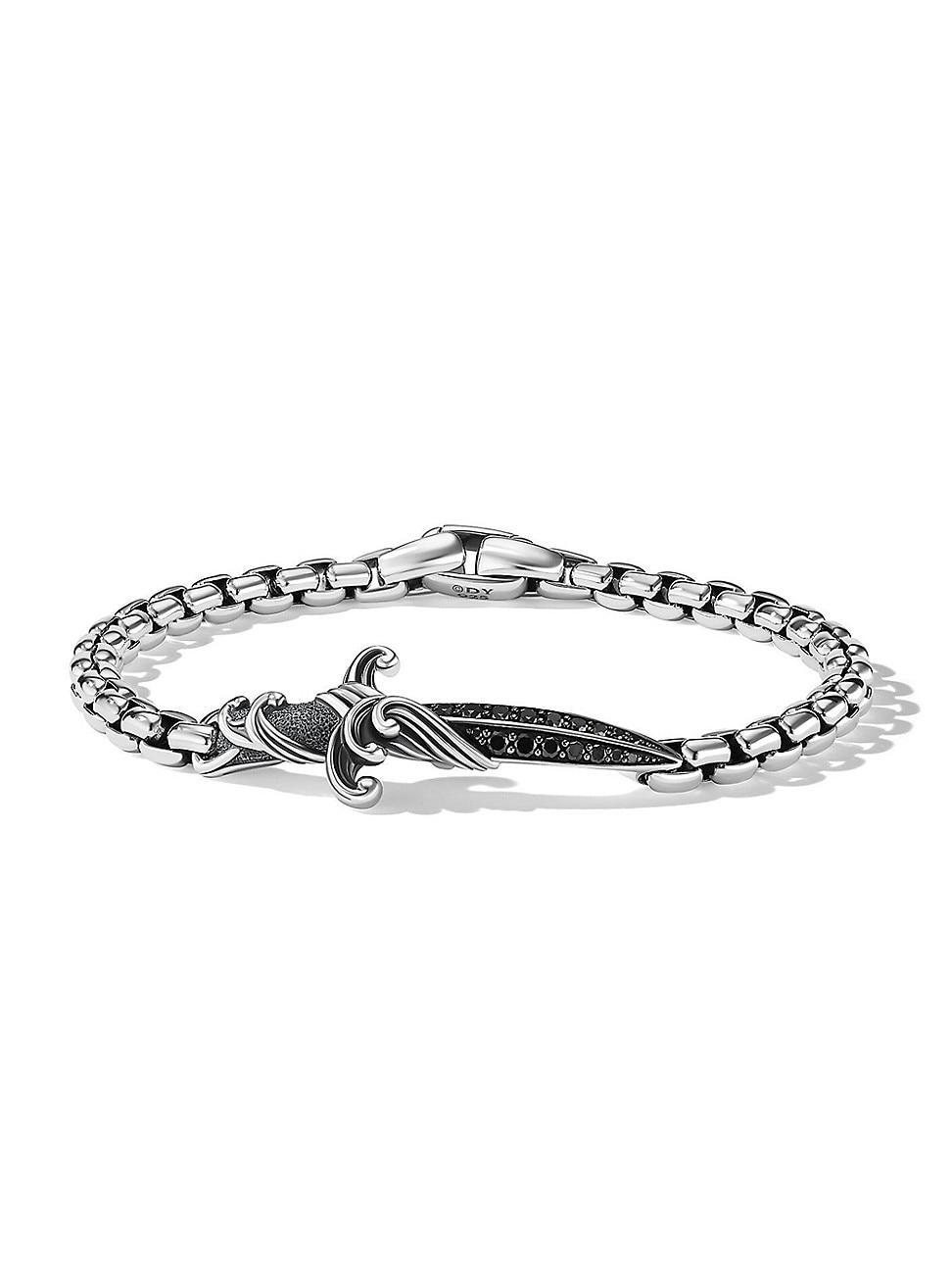 Mens Waves Dagger Bracelet with Pav Black Diamonds Product Image