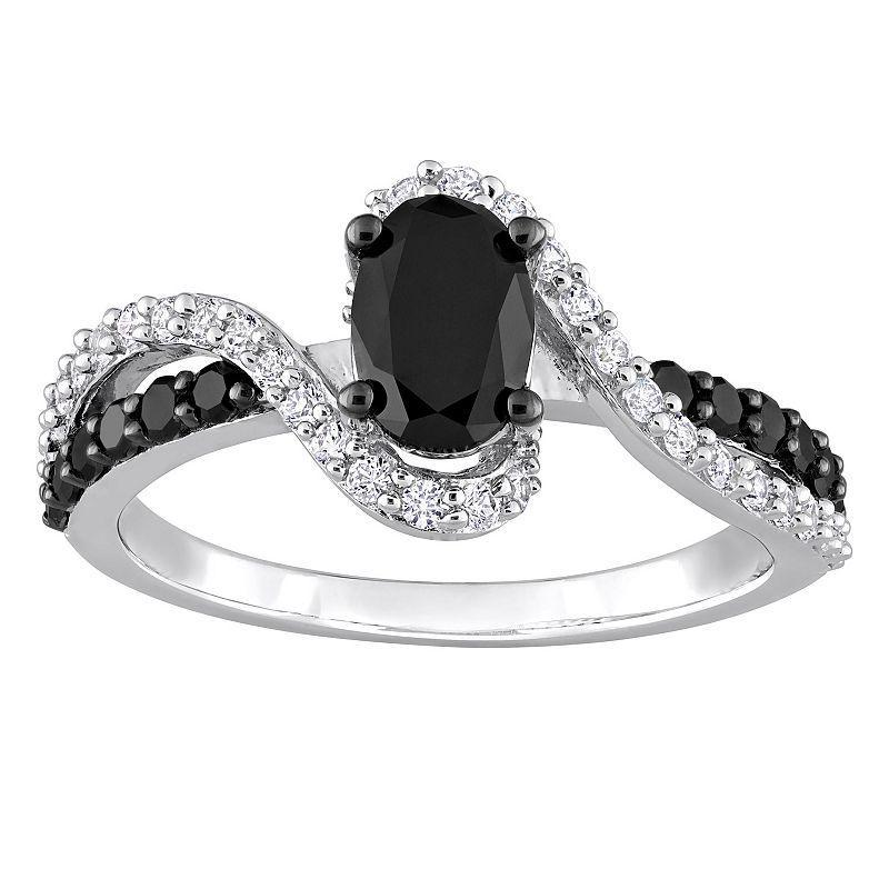 Stella Grace Sterling Silver 1 Carat T.W. Black Diamond & Lab-Created White Sapphire Engagement Ring, Women's, Size: 7 Product Image