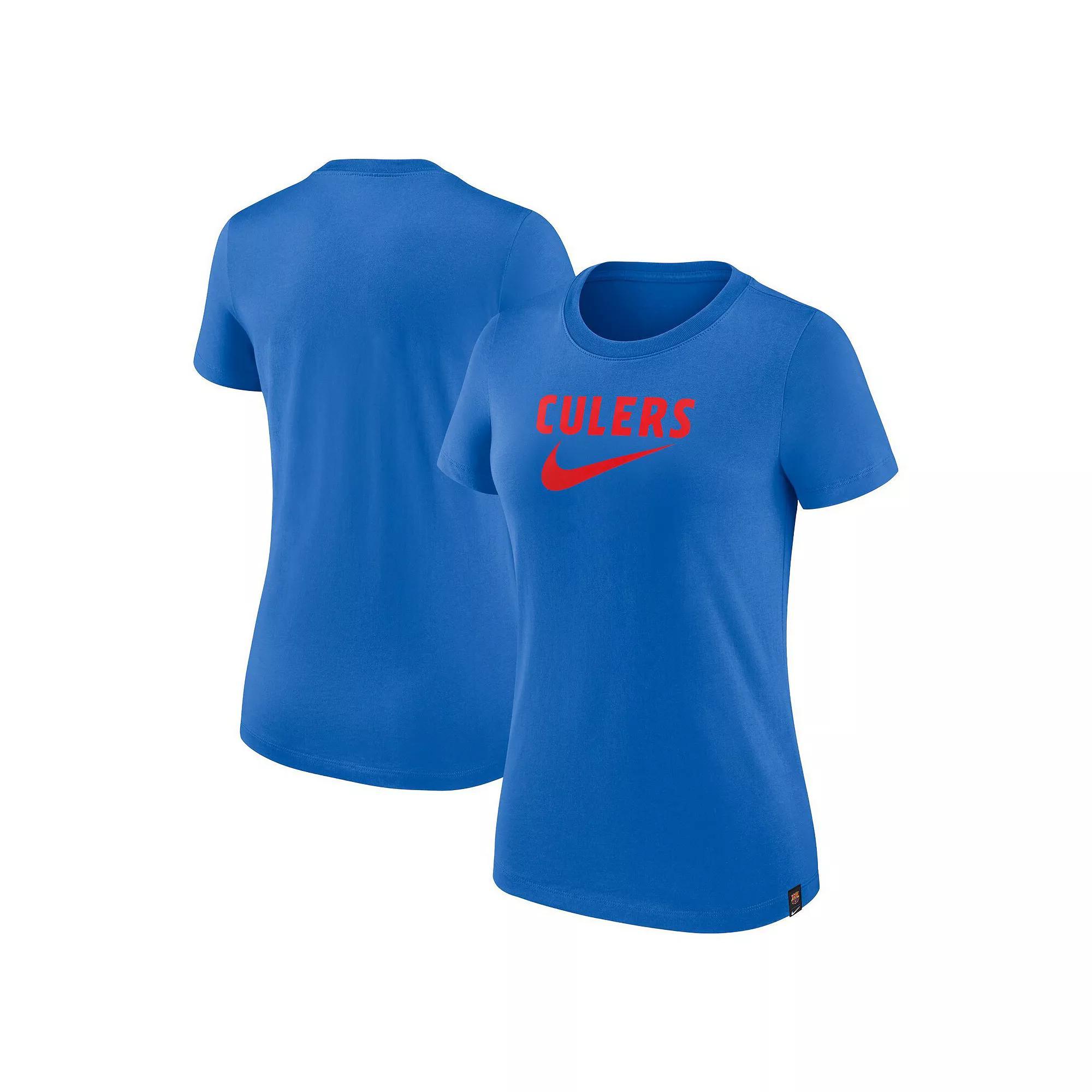 Women's Nike Blue Barcelona Swoosh T-Shirt, Size: XS, Bar Blue Product Image