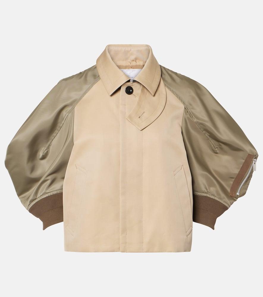 SACAI Paneled Cotton-blend Jacket In Beige Product Image