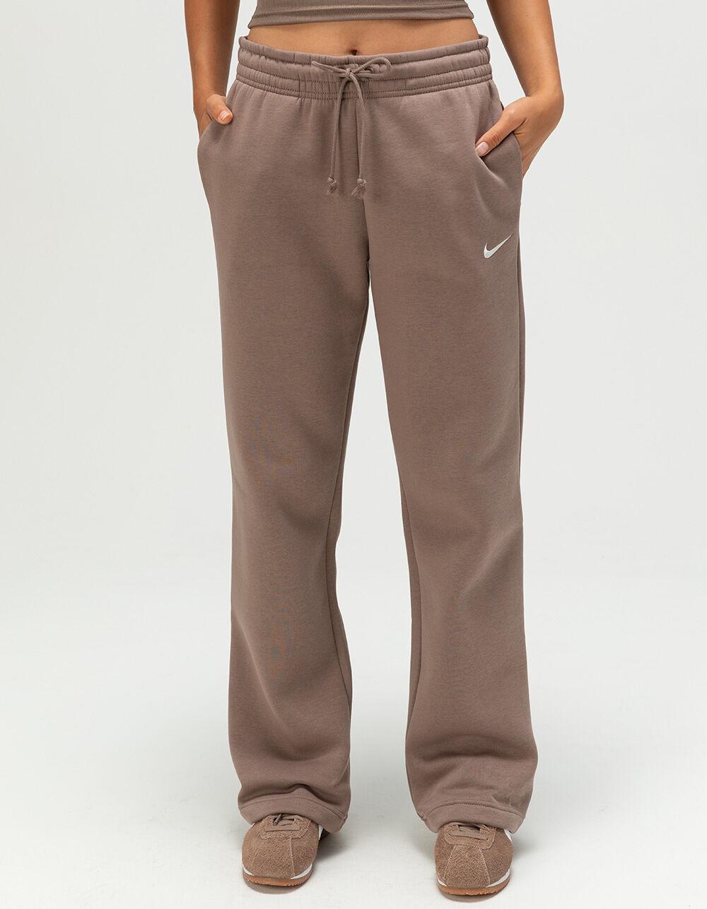 NIKE Sportswear Phoenix Fleece Womens Mid Rise Open Hem Pants - BROWN Product Image