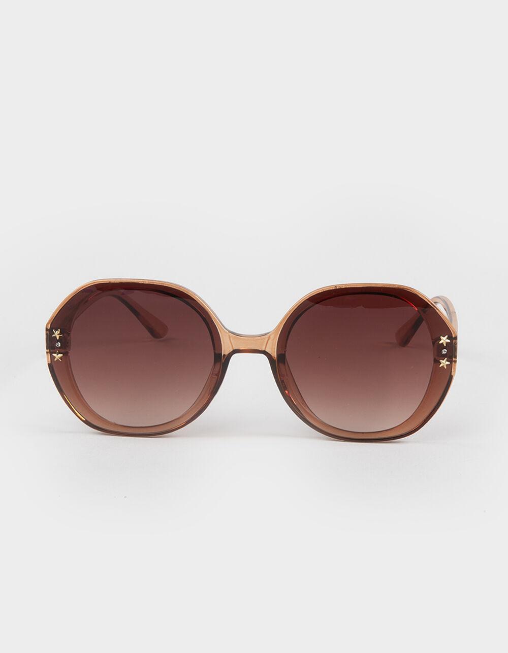 RSQ Oversized Round Sunglasses - BROWN Product Image
