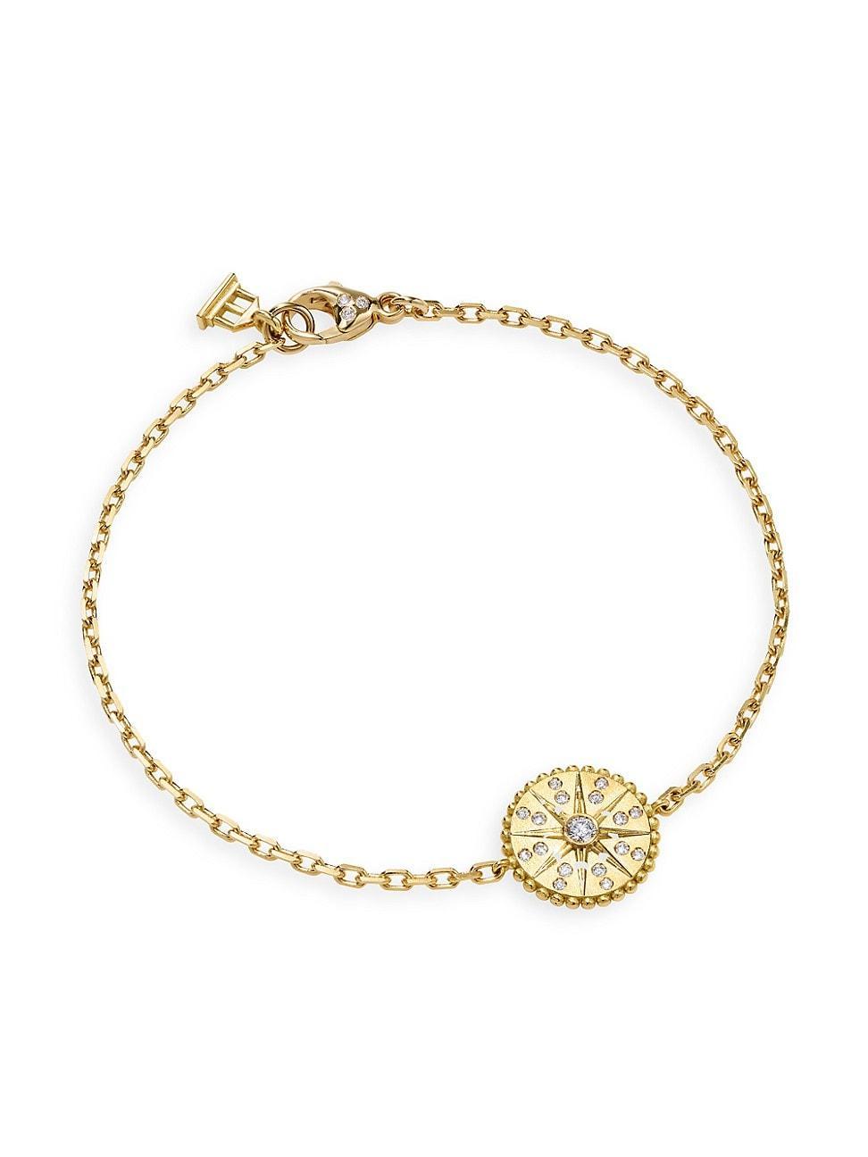 Womens Celestial Orbit 18K Yellow Gold & 0.12 TCW Diamond Star Charm Bracelet Product Image