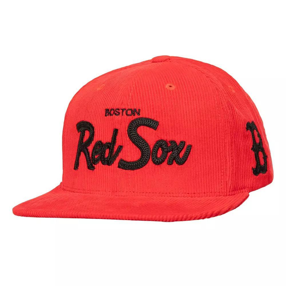 Men's Mitchell & Ness Red Boston Red Sox Corduroy Snapback Hat Product Image